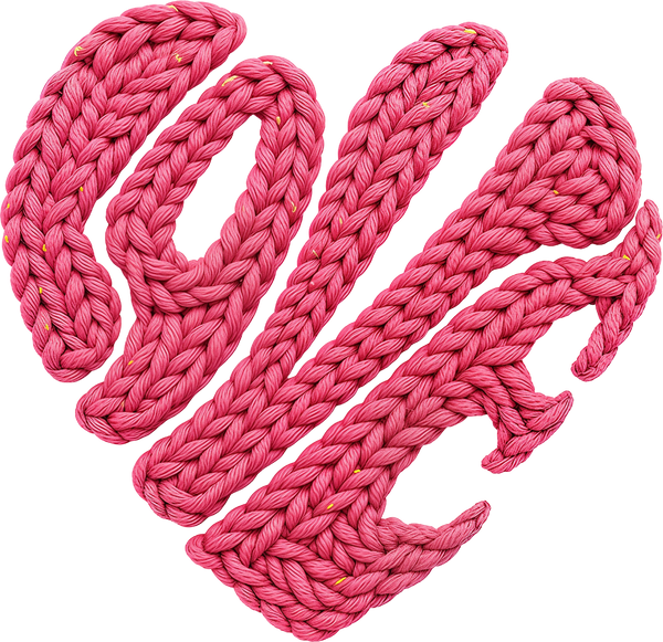 Faux Yarn Crochet Valentine Pink Love Heart - Valentines Day Ready to Press DTF Transfer