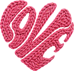 Faux Yarn Crochet Valentine Pink Love Heart - Valentines Day Ready to Press DTF Transfer