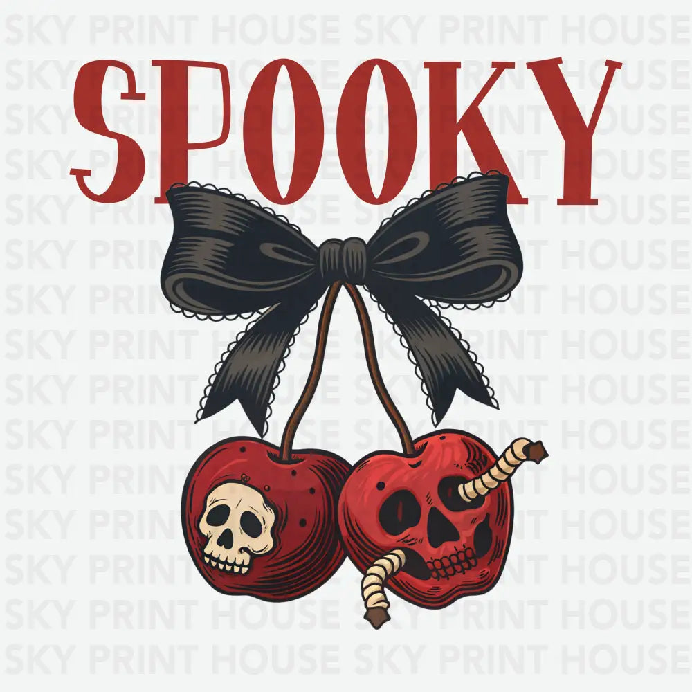 Spooky Cherry Skull Halloween Ready to Press DTF Transfer