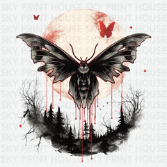 Spooky Moth Gothic Forest Moon Halloween Ready to Press DTF Transfer
