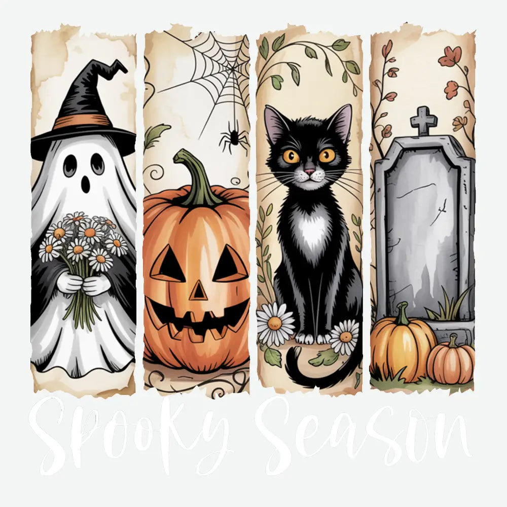 Spooky Season Ghost Pumpkin Black Cat Halloween Ready to Press DTF Transfer