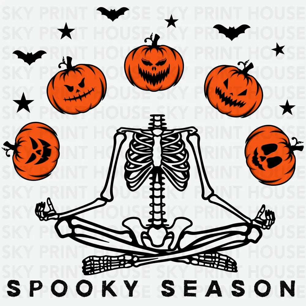 Spooky Season Yoga Skeleton – Halloween Ready to Press DTF Transfer