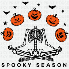 Spooky Season Yoga Skeleton – Halloween Ready to Press DTF Transfer
