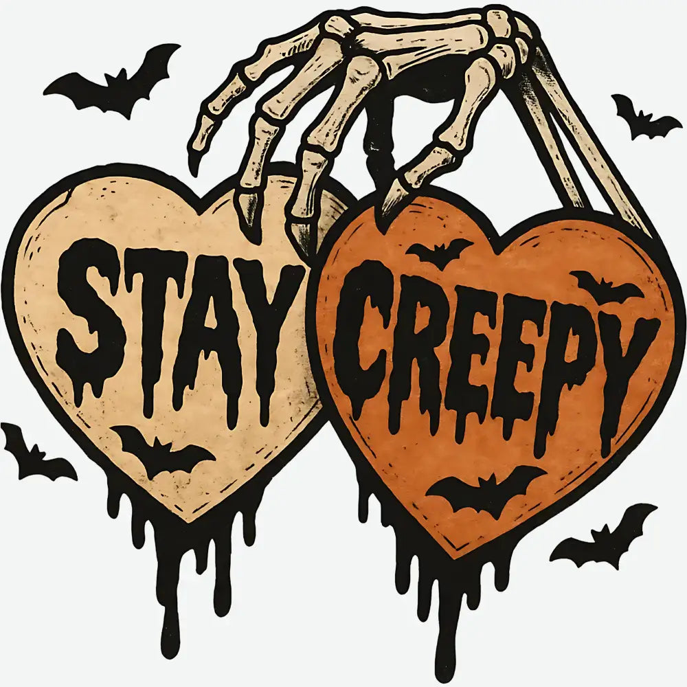 Stay Creepy Halloween Skeleton Hand Heart - Ready to Press DTF Transfer