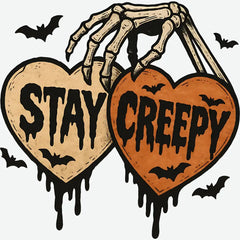 Stay Creepy Halloween Skeleton Hand Heart - Ready to Press DTF Transfer