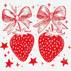 Strawberry Coquette Bow Summer Ready to Press DTF Transfer
