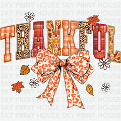 Thankful Coquette Bow Thanksgiving Ready to Press DTF Transfer
