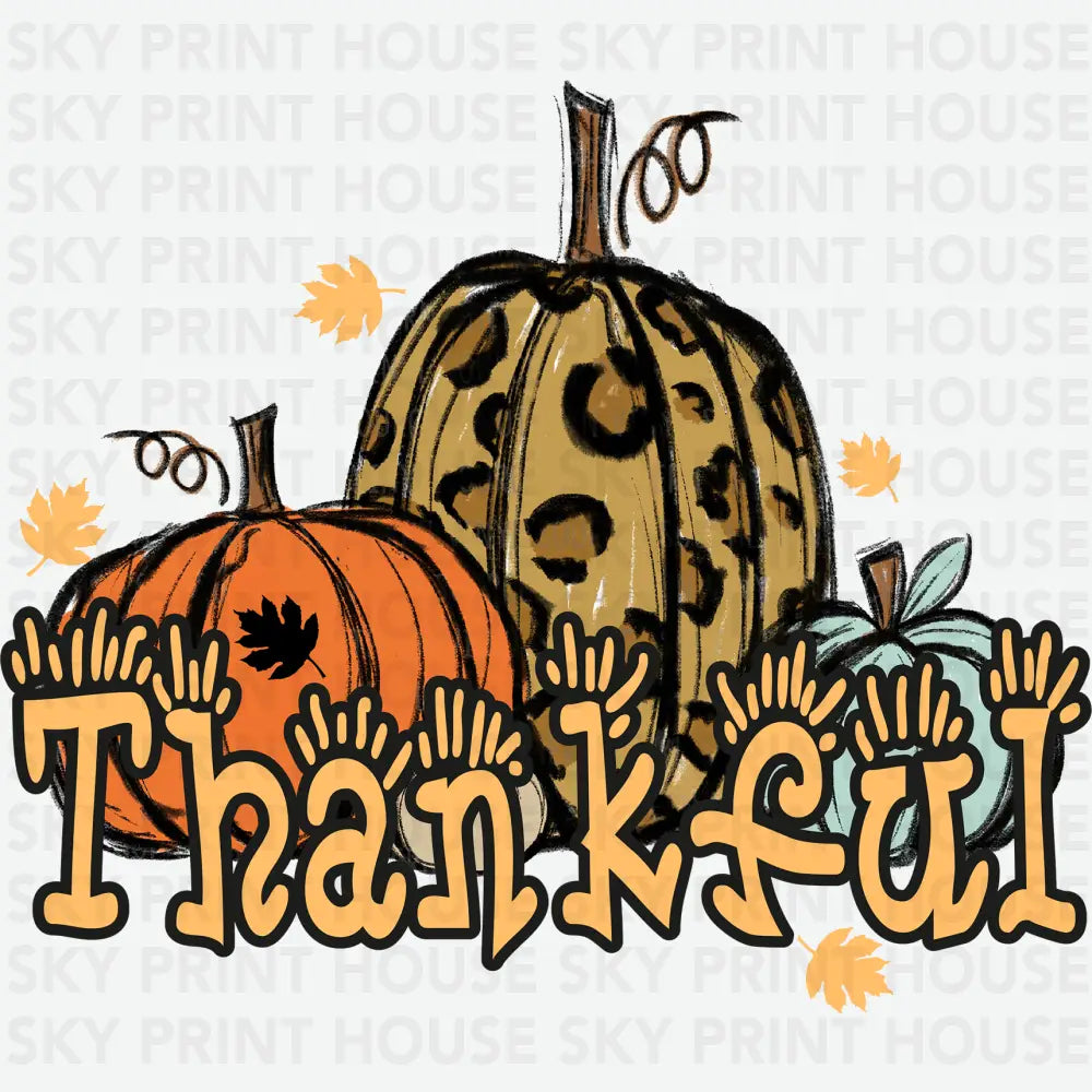 Thankful Leopard Pumpkin Thanksgiving Ready to Press DTF Transfer