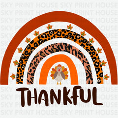Thankful Rainbow Turkey Thanksgiving Ready to Press DTF Transfer