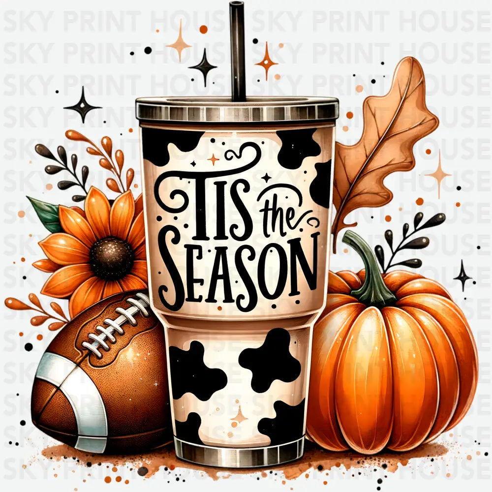 Tis The Season Pumpkin Football Sunflower Fall Ready to Press DTF Transfer