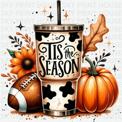 Tis The Season Pumpkin Football Sunflower Fall Ready to Press DTF Transfer