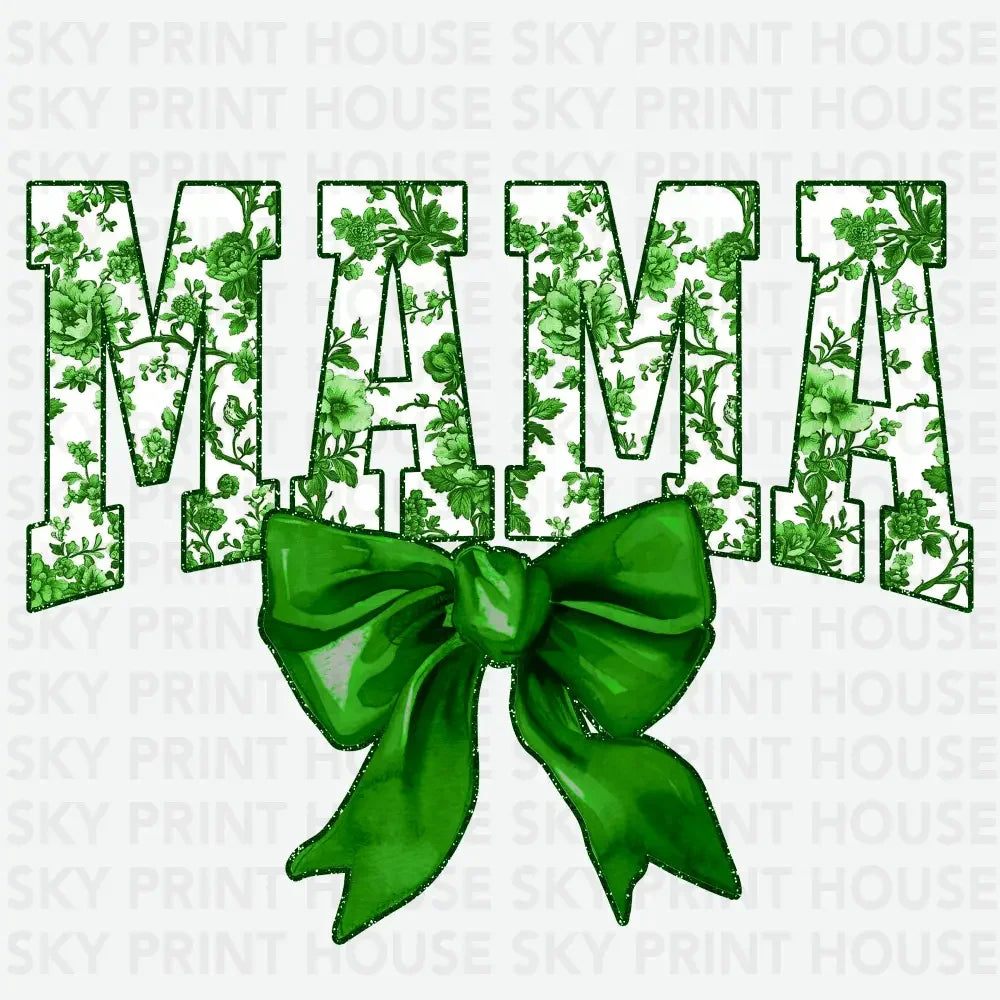 Toile Mama Green Coquette Bow Ready to Press DTF Transfer