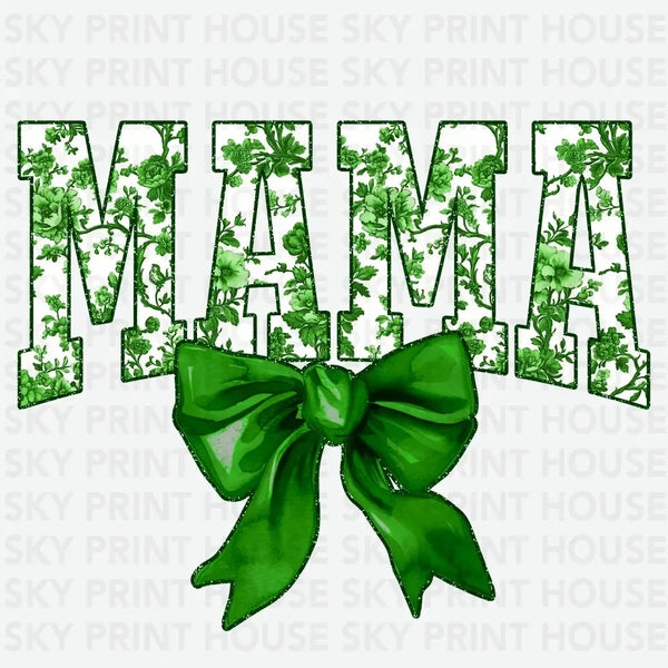 Toile Mama Green Coquette Bow - Ready to Press DTF Transfer