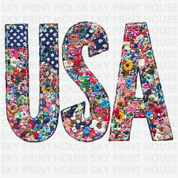 USA Floral Design - 4th of July Ready to Press DTF Transfer