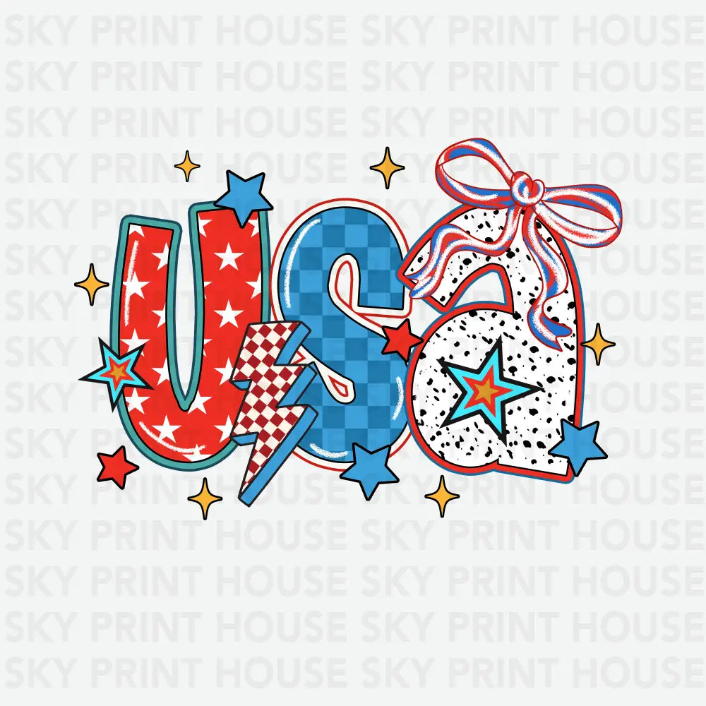 USA Red White Blue 4th of July Ready to Press DTF Transfer