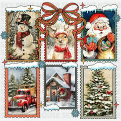 Vintage Christmas Postcard Collage Sheet - Ready to Press DTF Transfer