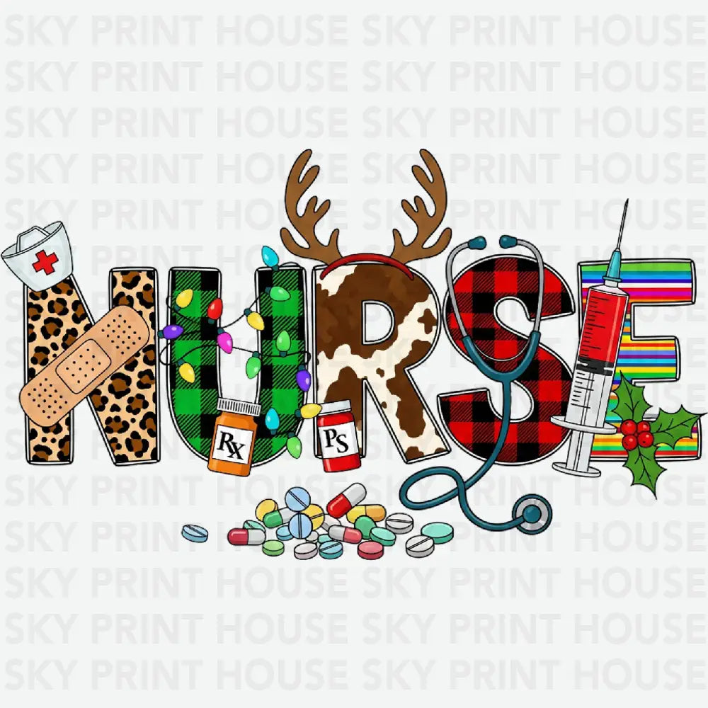 Western Nurse Christmas - Christmas Ready to Press DTF Transfer
