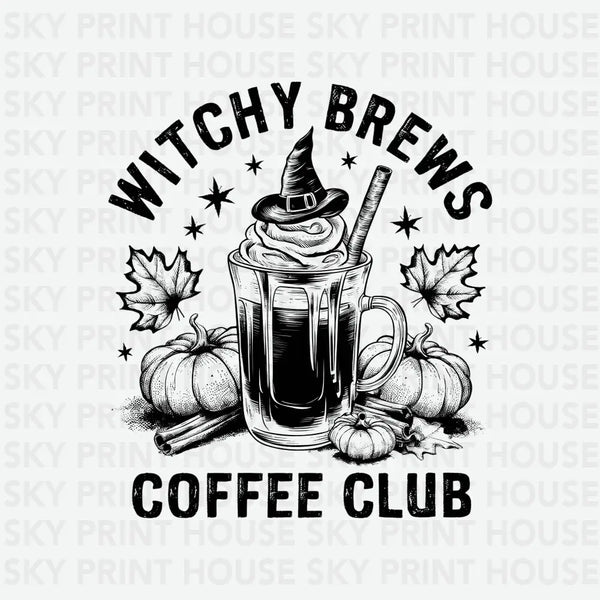 Witchy Brews Coffee Club - Halloween Ready to Press DTF Transfer