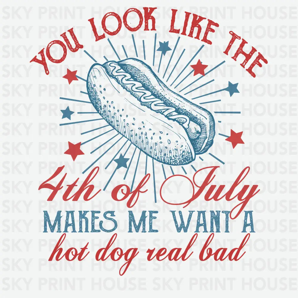 You Look Like The 4th of July Makes Me Want A Hot Dog Real Bad 4th of July Ready to Press DTF Transfer